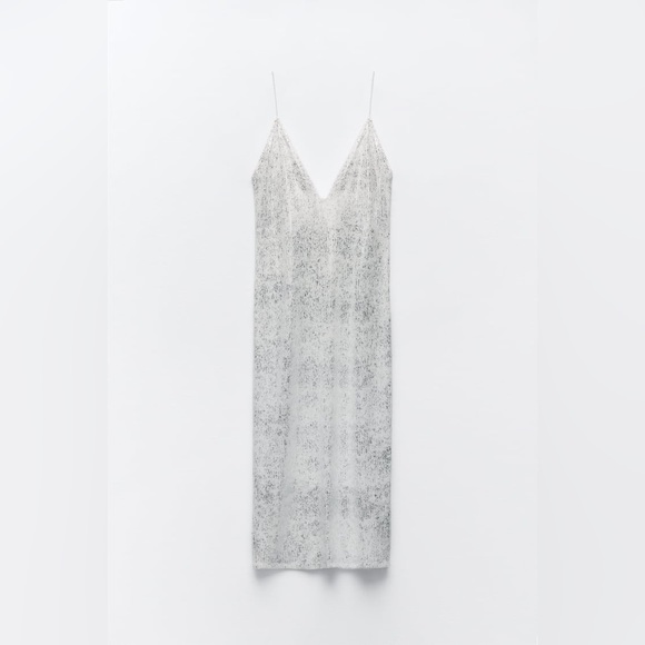 ZARA SEQUIN MIDI DRESS - Picture 7 of 9